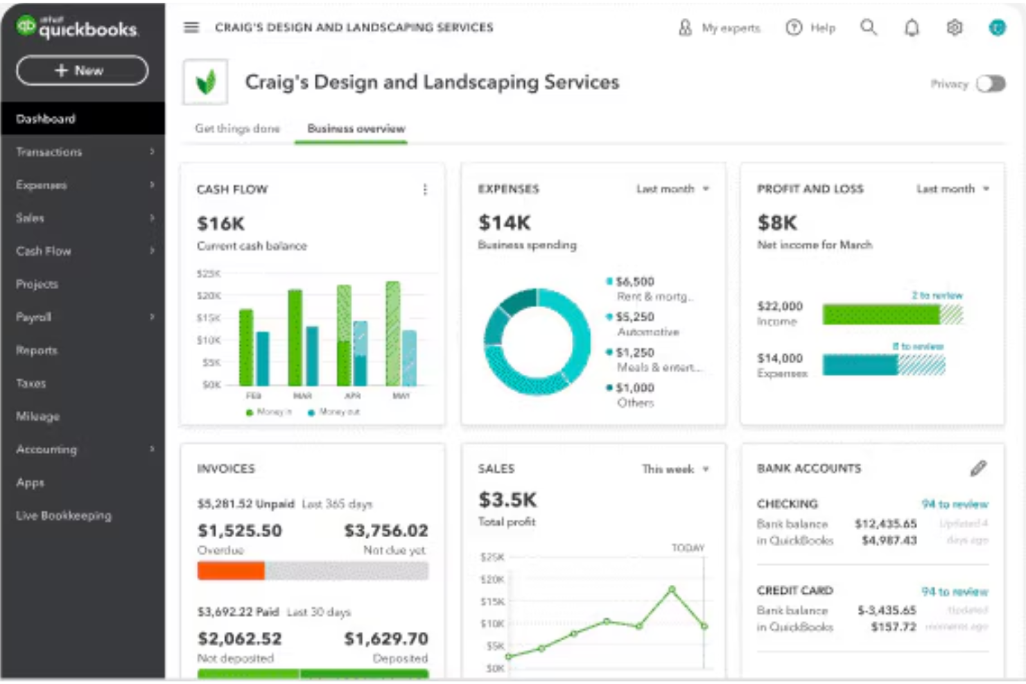 QuickBooks screenshot - 10 Meilleurs Logiciels de Comptabilité pour les Organisations à But Non Lucratif en 2026