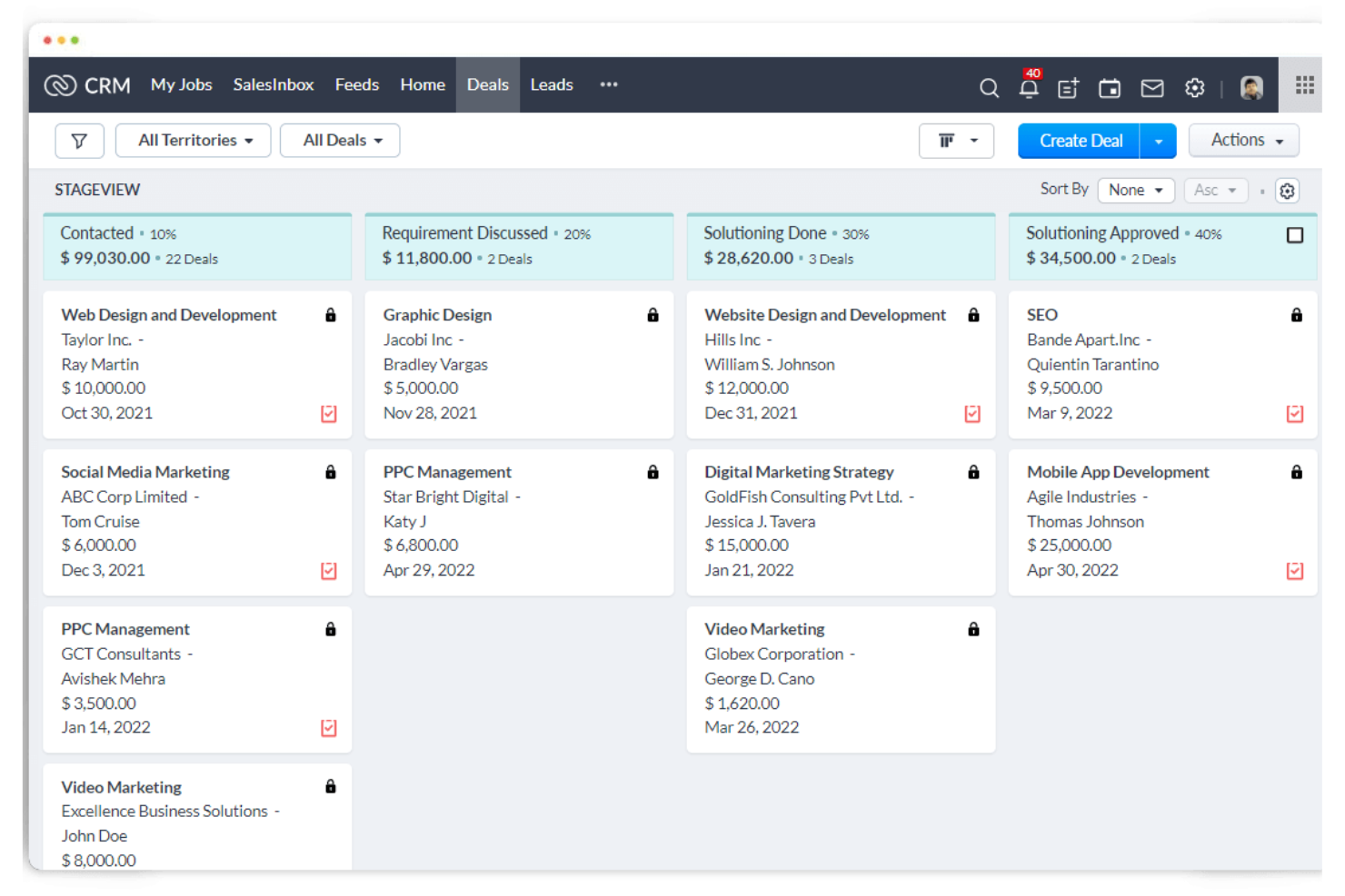 Zoho CRM screenshot - 10 Migliori CRM Finanziari Recensiti nel 2026