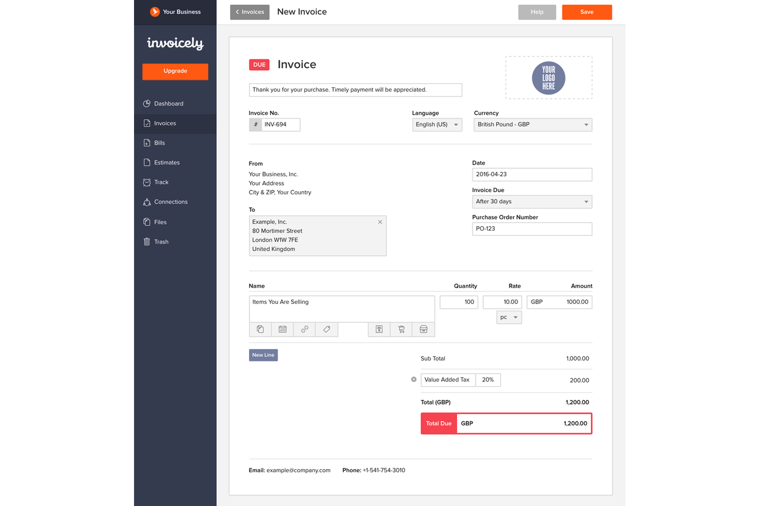 Invoicely screenshot - 10 Mejores Programas de Facturación Gratuitos para Pequeñas Empresas en 2026