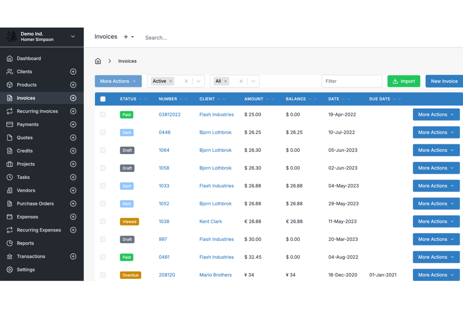Invoice Ninja screenshot - 10 Mejores Programas de Facturación Gratuitos para Pequeñas Empresas en 2026