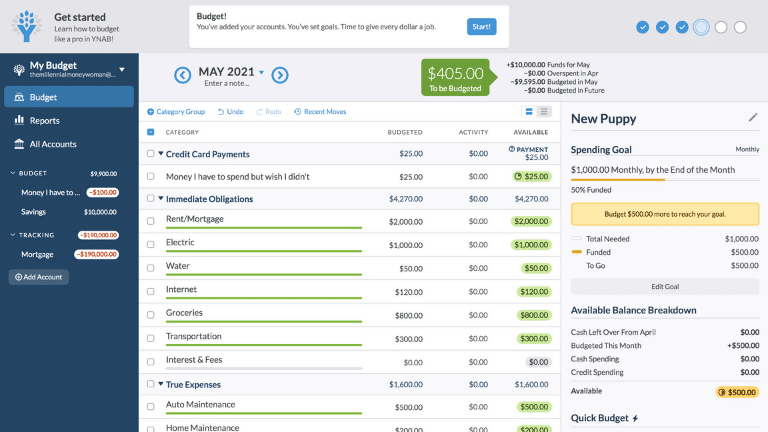 YNAB screenshot - 10 Mejores Alternativas a Quicken Reseñadas en 2026