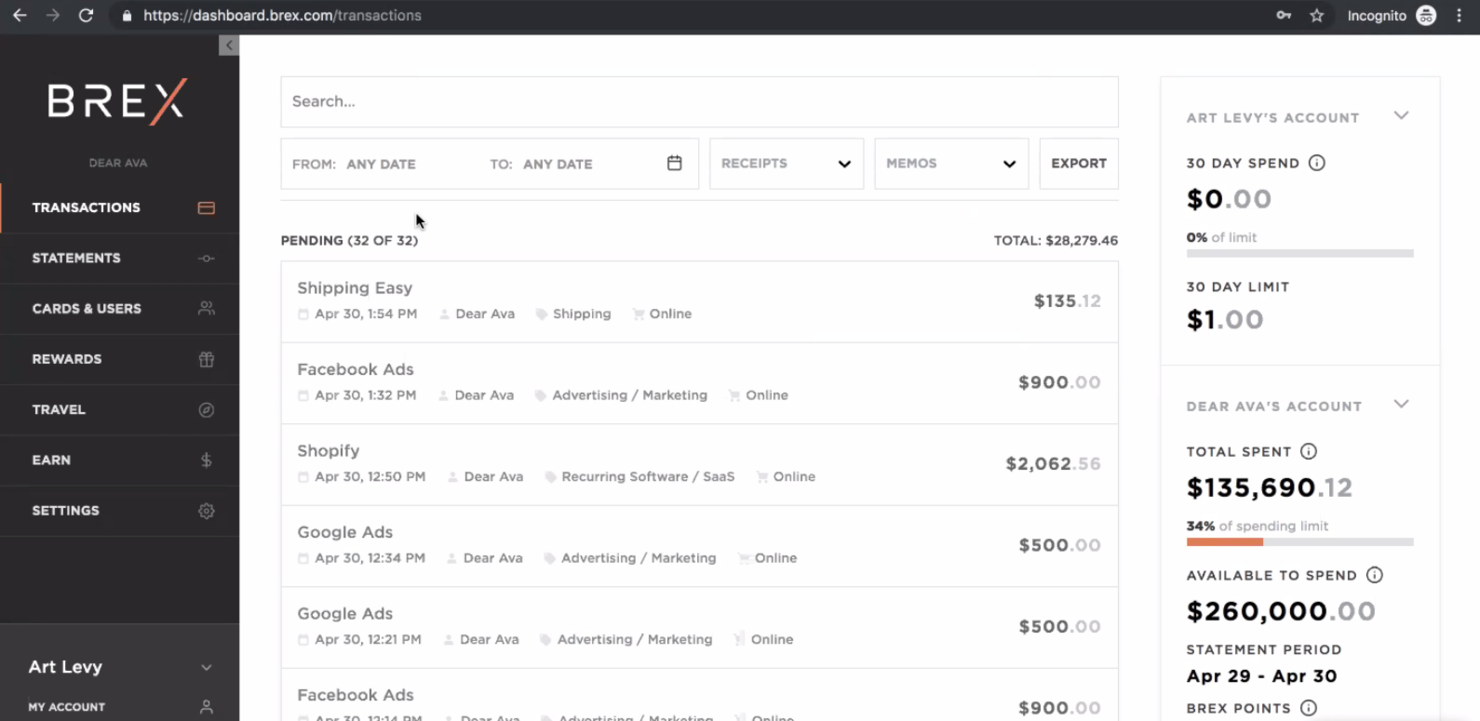Brex screenshot - Las 10 Mejores Alternativas a Ramp Analizadas en 2026