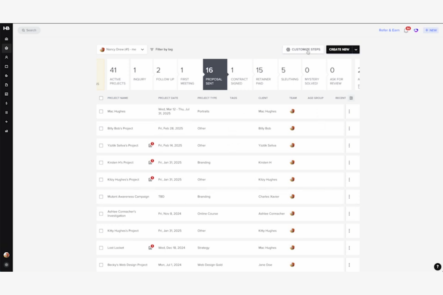 HoneyBook screenshot - 10 mejores alternativas a Accelo analizadas en 2026