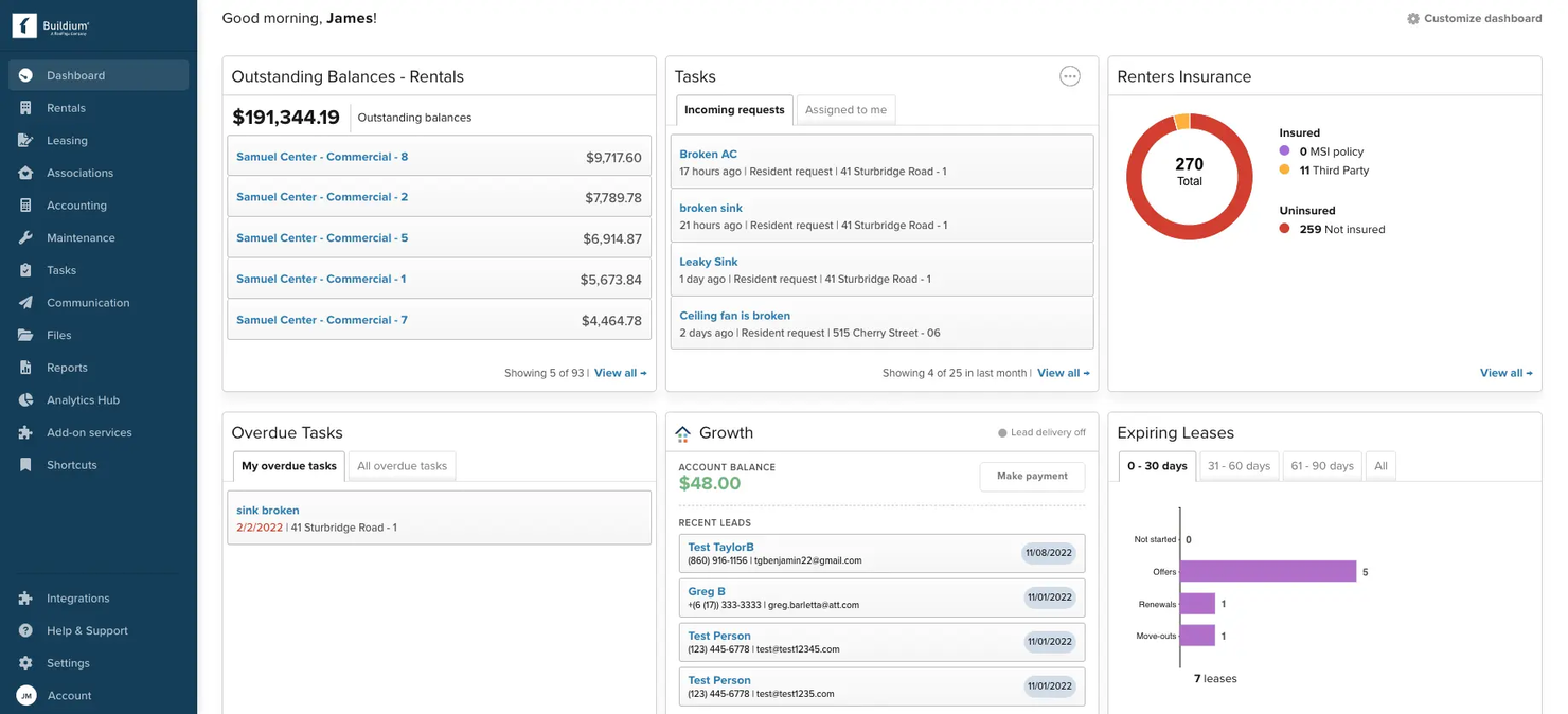 Buildium screenshot - 10 Mejores Software ERP de Gestión de Propiedades Revisados en 2026