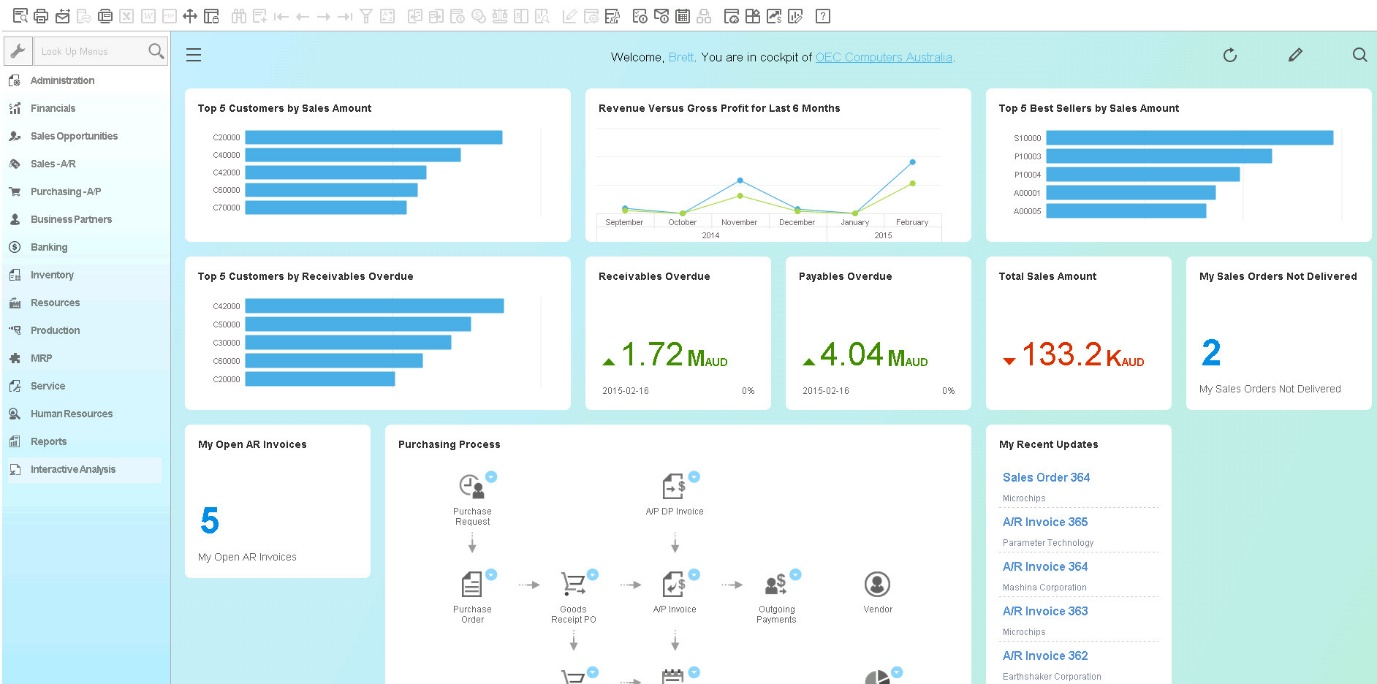 SAP Business One screenshot - 10 Migliori ERP On-Premise Recensiti nel 2026