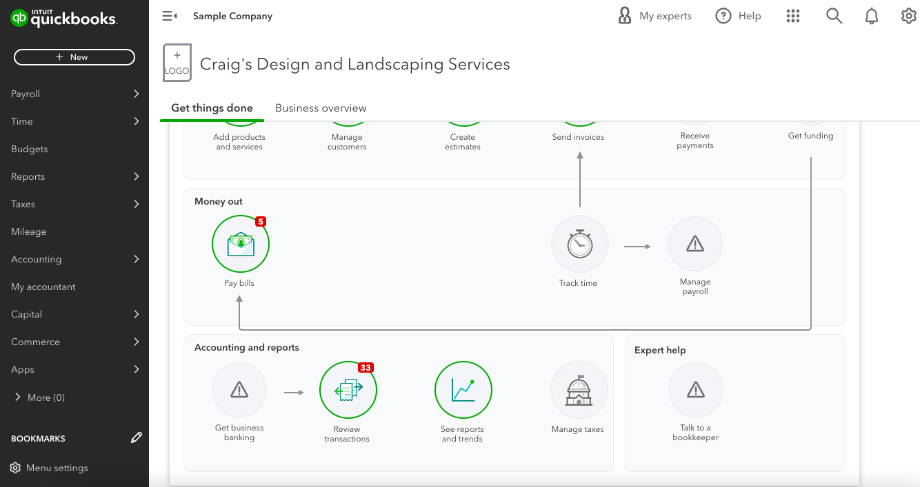 Intuit QuickBooks Online screenshot - 10 Migliori Software ERP Bancari Recensiti nel 2026