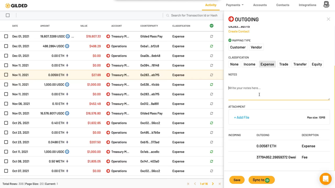 Gilded screenshot - 10 Mejores Programas de Contabilidad de Cadena de Bloques Analizados en 2026