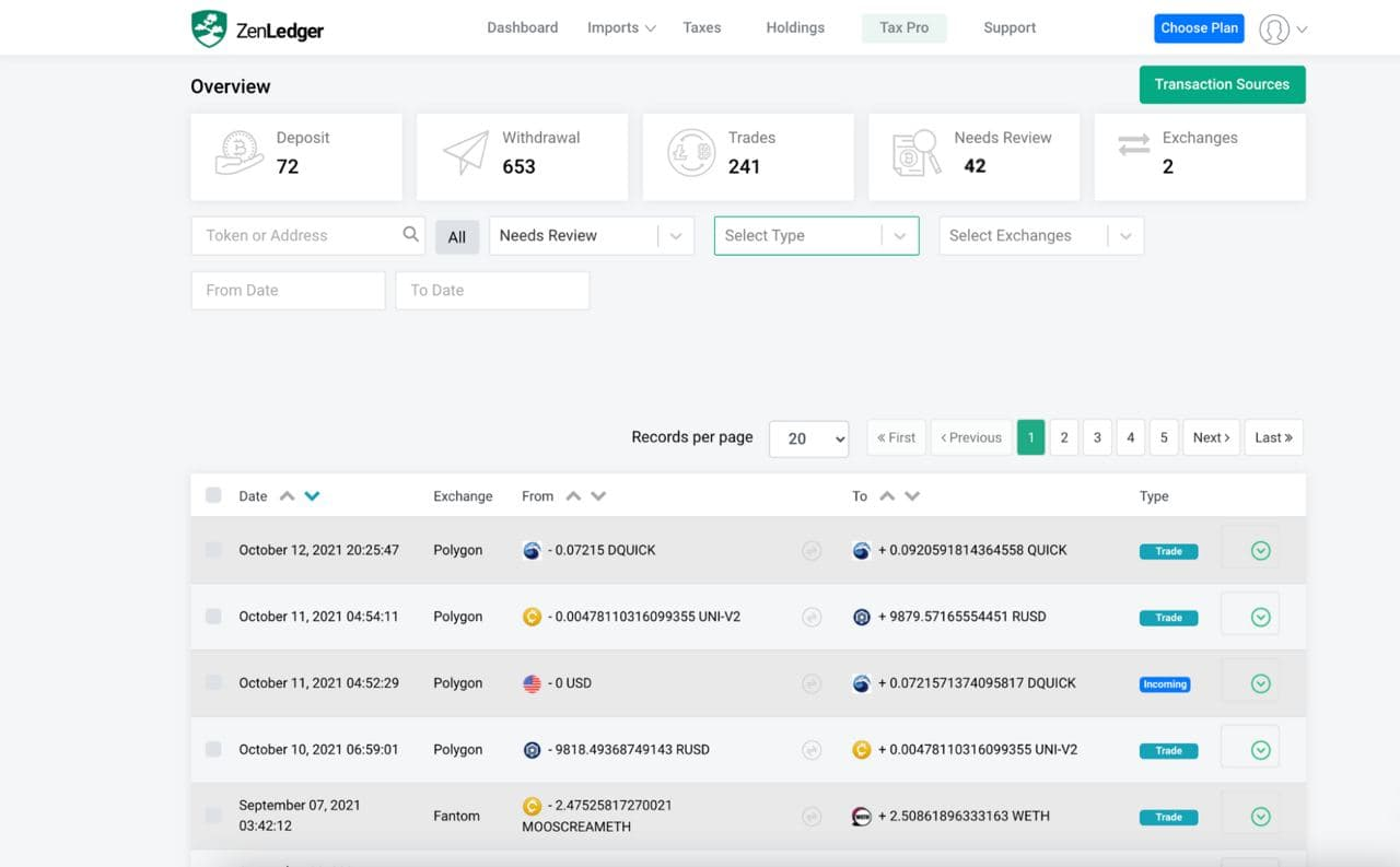 ZenLedger screenshot - I 10 migliori software di contabilità blockchain recensiti nel 2026