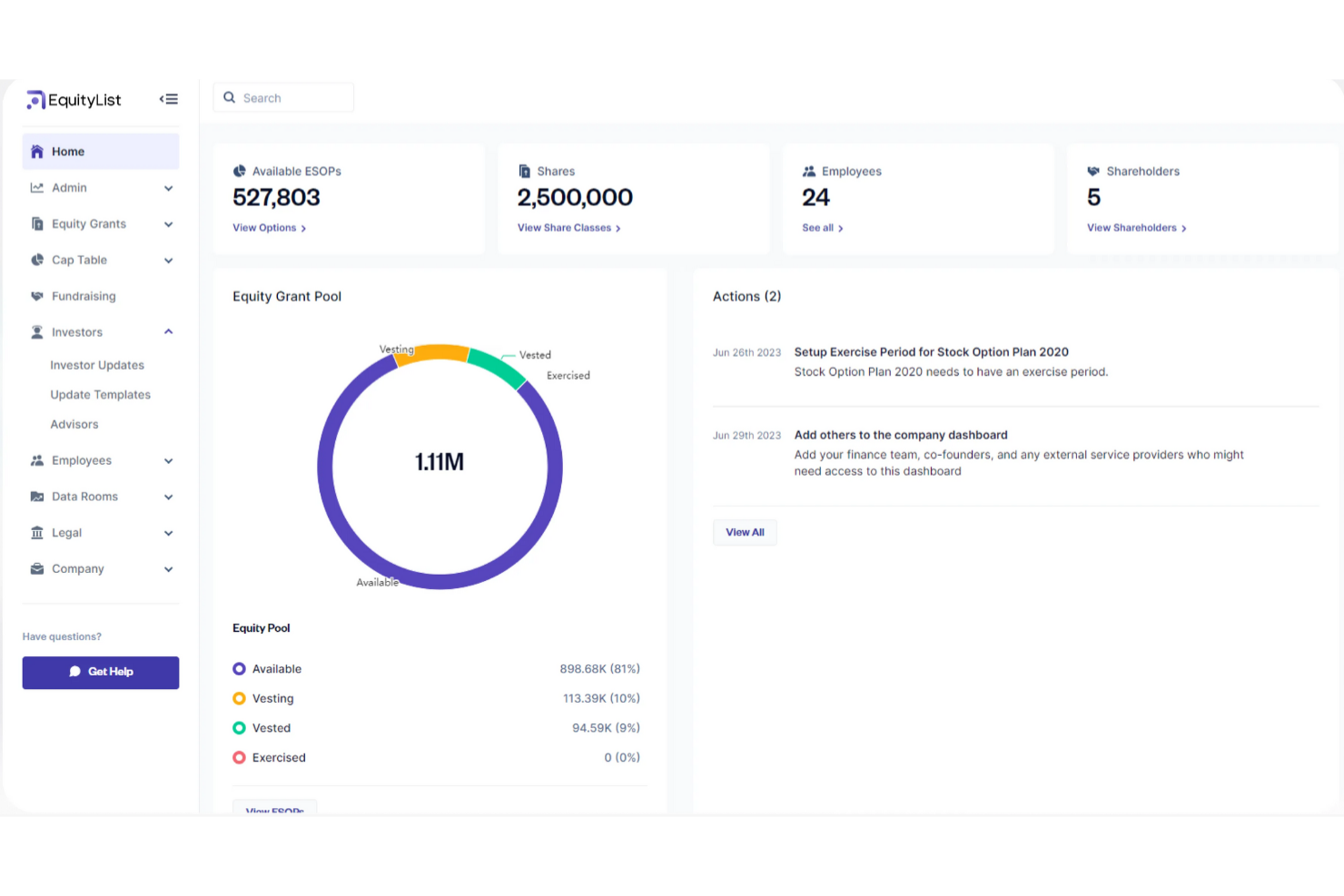 EquityList screenshot - Le 10 migliori alternative a Carta recensite nel 2026
