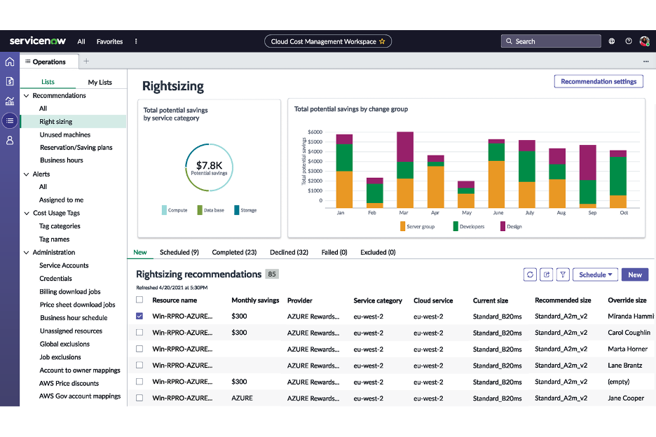 ServiceNow Customer Service Management screenshot - Los 10 mejores programas de gestión de costes en la nube analizados en 2026
