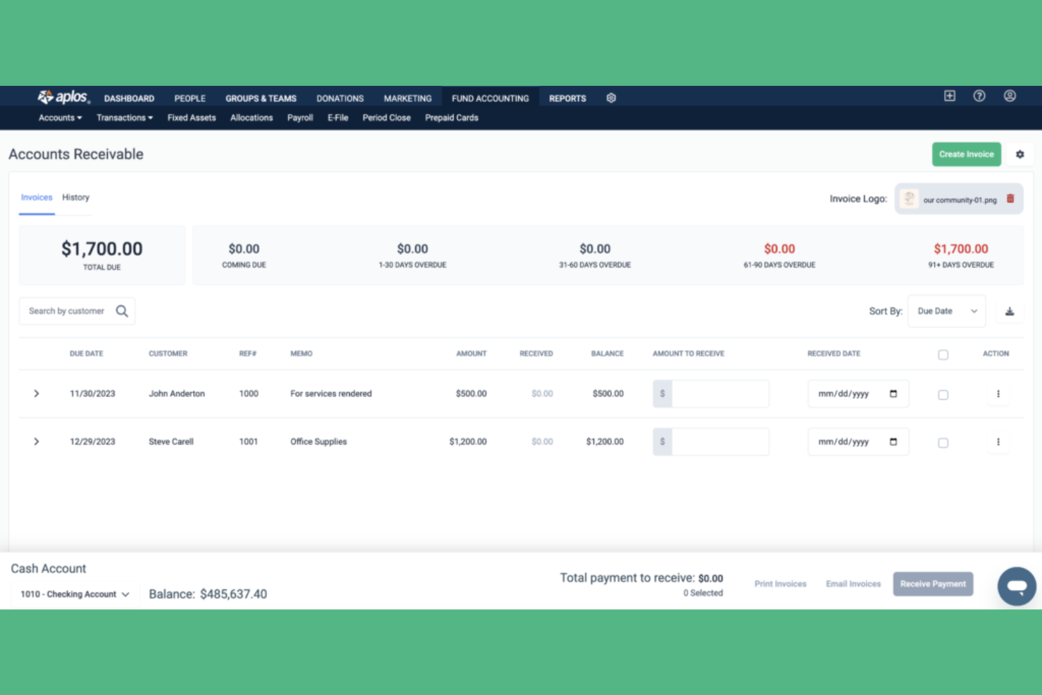 Aplos screenshot - Le 10 migliori piattaforme per la raccolta fondi recensite nel 2026