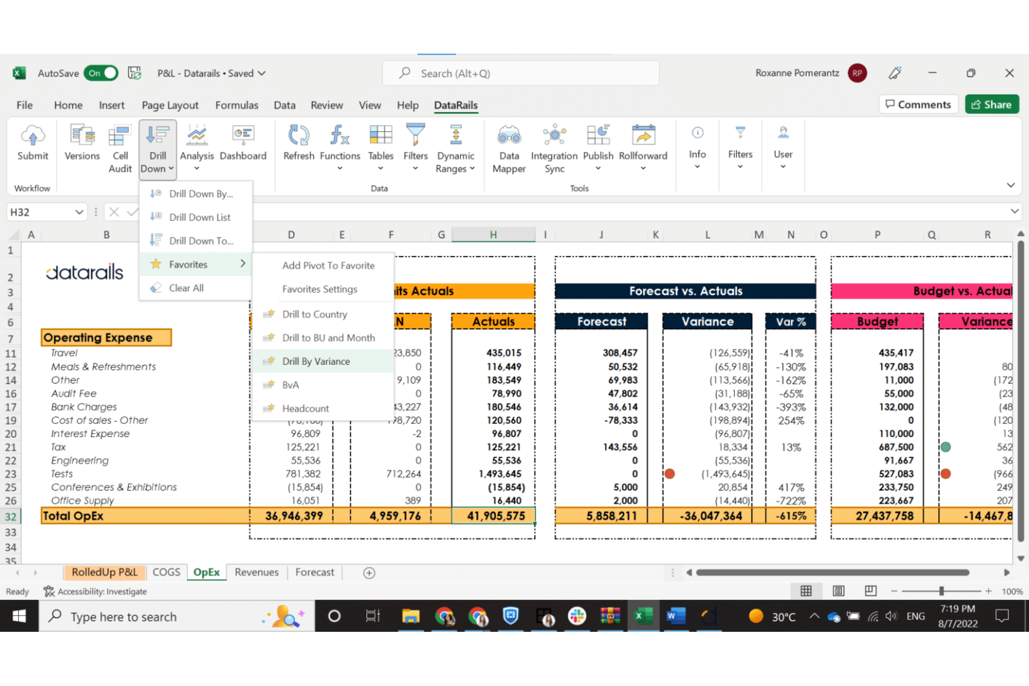 Datarails screenshot - 13 Mejores Herramientas de Análisis Financiero para Pequeñas Empresas (2026)
