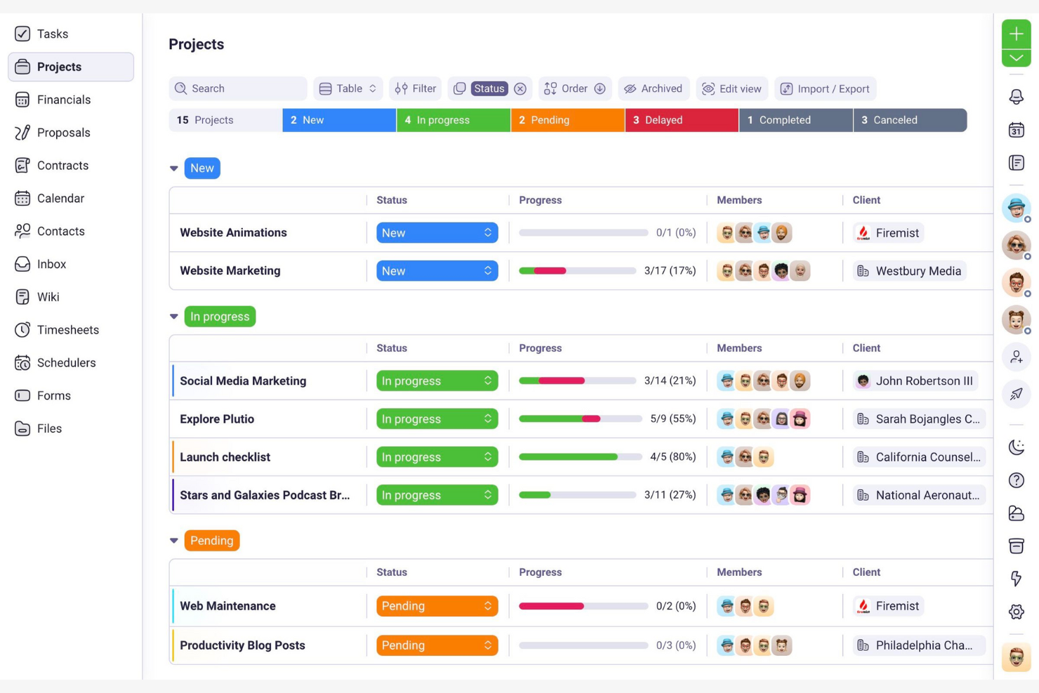 Plutio screenshot - Le 10 migliori alternative a HoneyBook recensite nel 2026