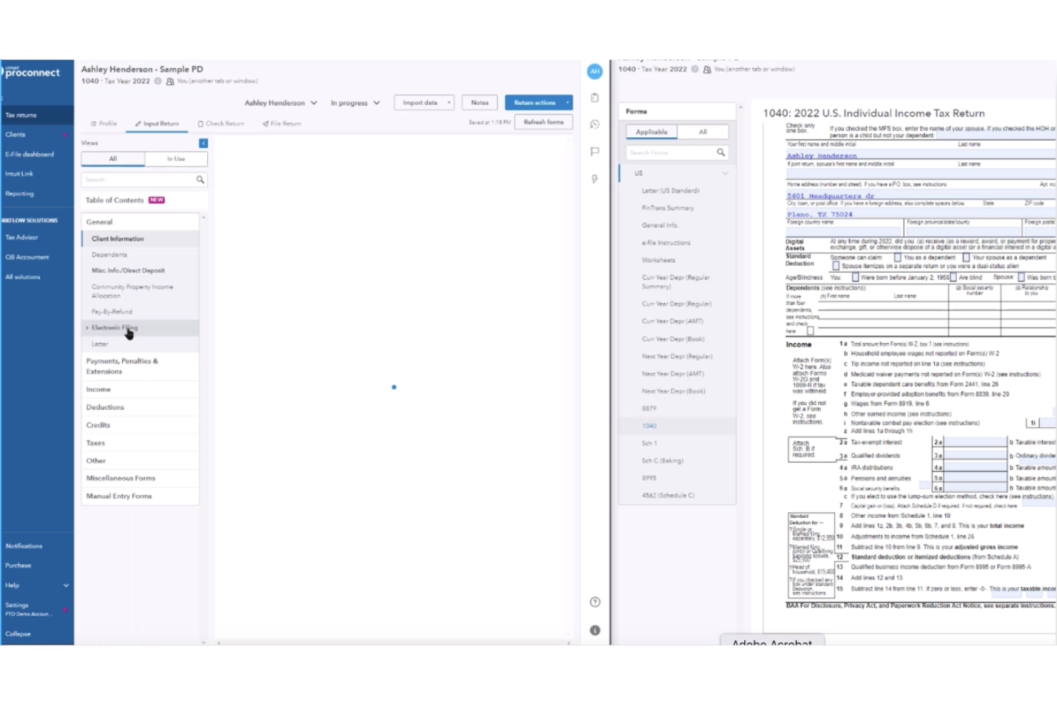 Intuit ProConnect Tax screenshot - Le 10 Migliori Soluzioni Software Fiscali per Piccole Imprese nel 2026