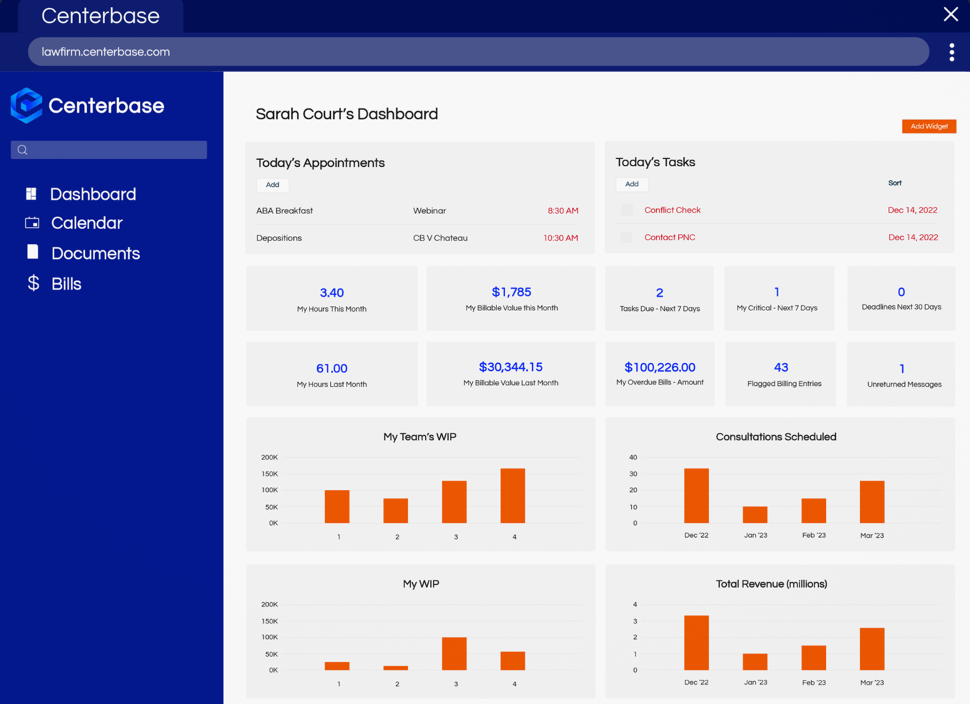 Centerbase screenshot - I 10 migliori software di contabilità legale per studi legali nel 2026
