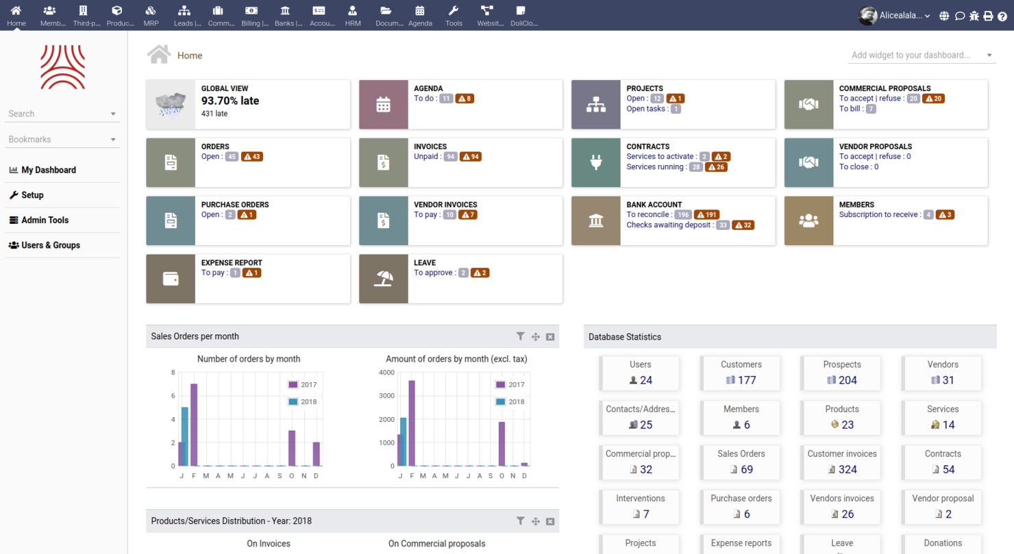 Dolibarr screenshot - 10 Mejores ERP de Código Abierto Analizados en 2026