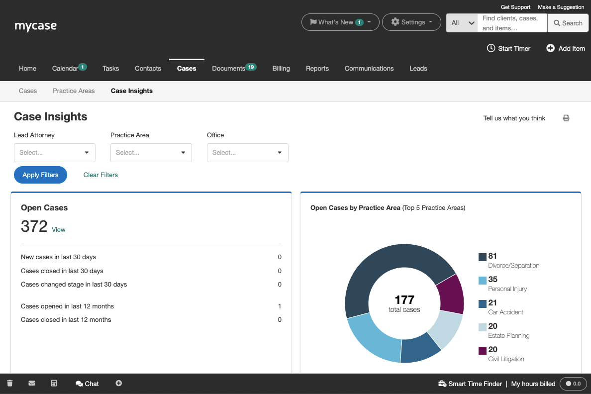 MyCase screenshot - I 10 migliori software di contabilità legale per studi legali nel 2026