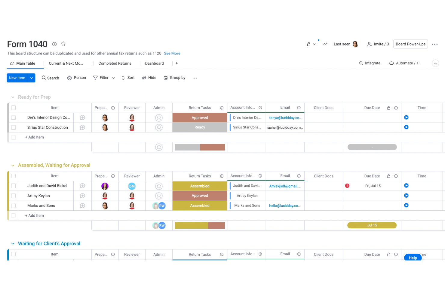 monday.com screenshot - I 10 migliori software di gestione del flusso di lavoro contabile per il 2026