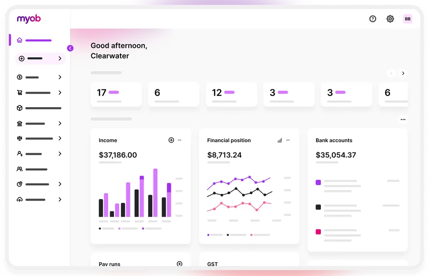 MYOB screenshot - 10 Mejores Programas de Contabilidad para Agencias de Publicidad en 2026