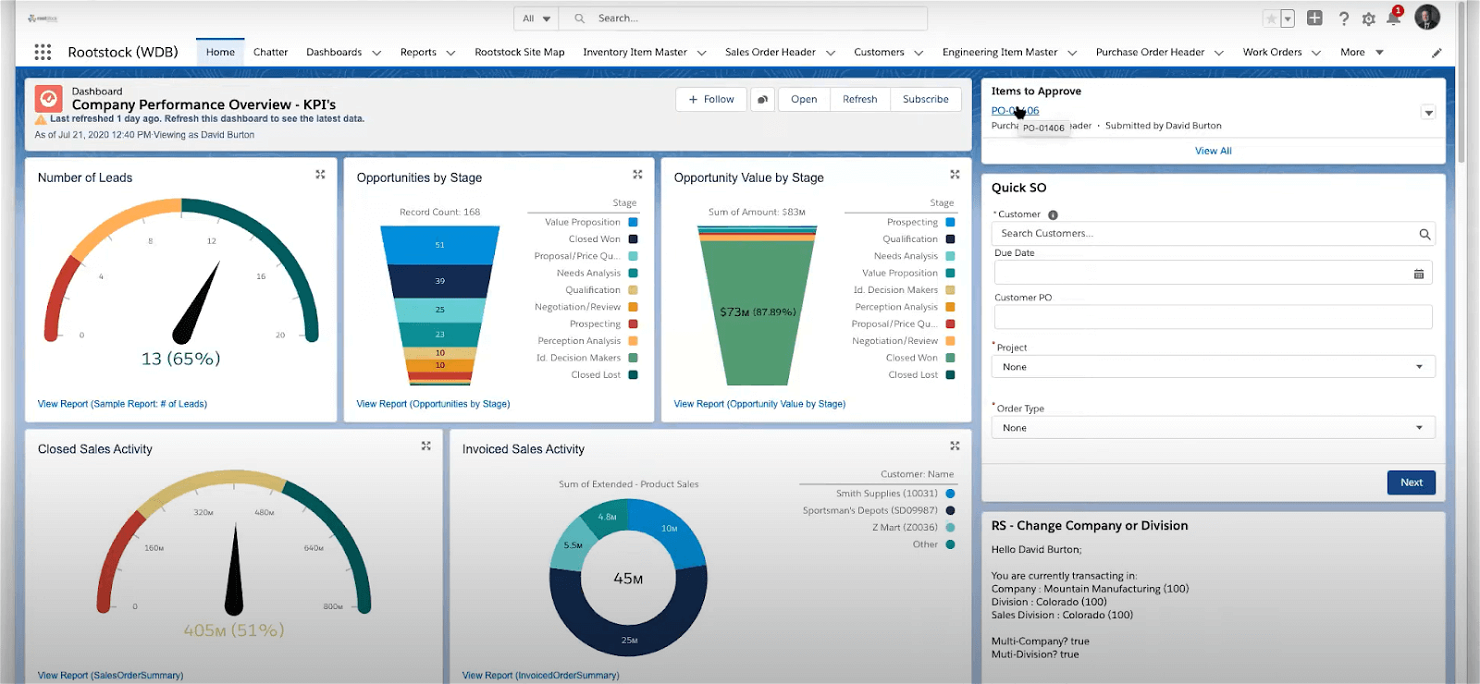 Rootstock screenshot - 10 Migliori Software ERP per la Produzione per il 2026
