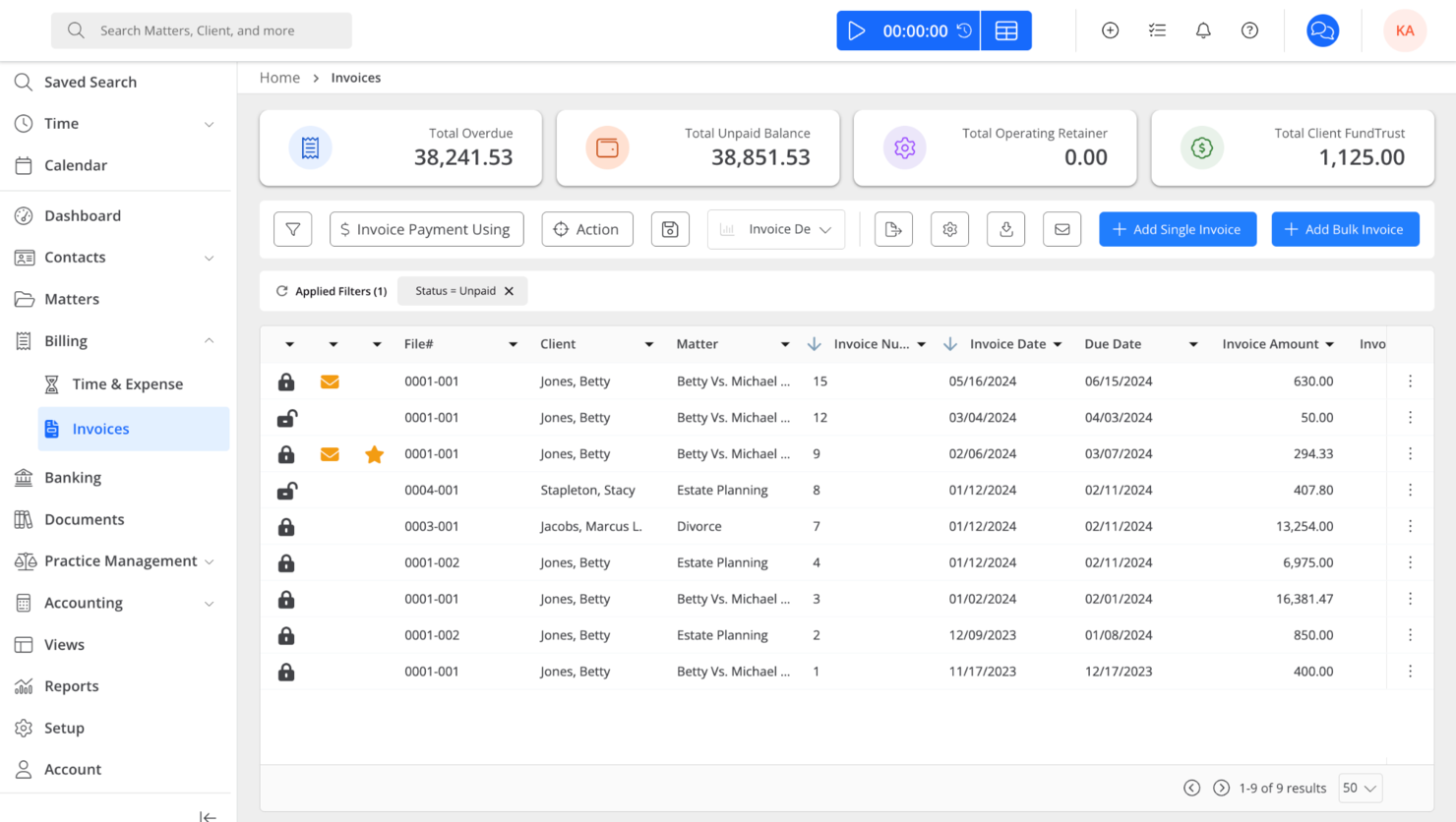 Rocket Matter screenshot - 10 mejores programas de contabilidad legal para despachos de abogados en 2026