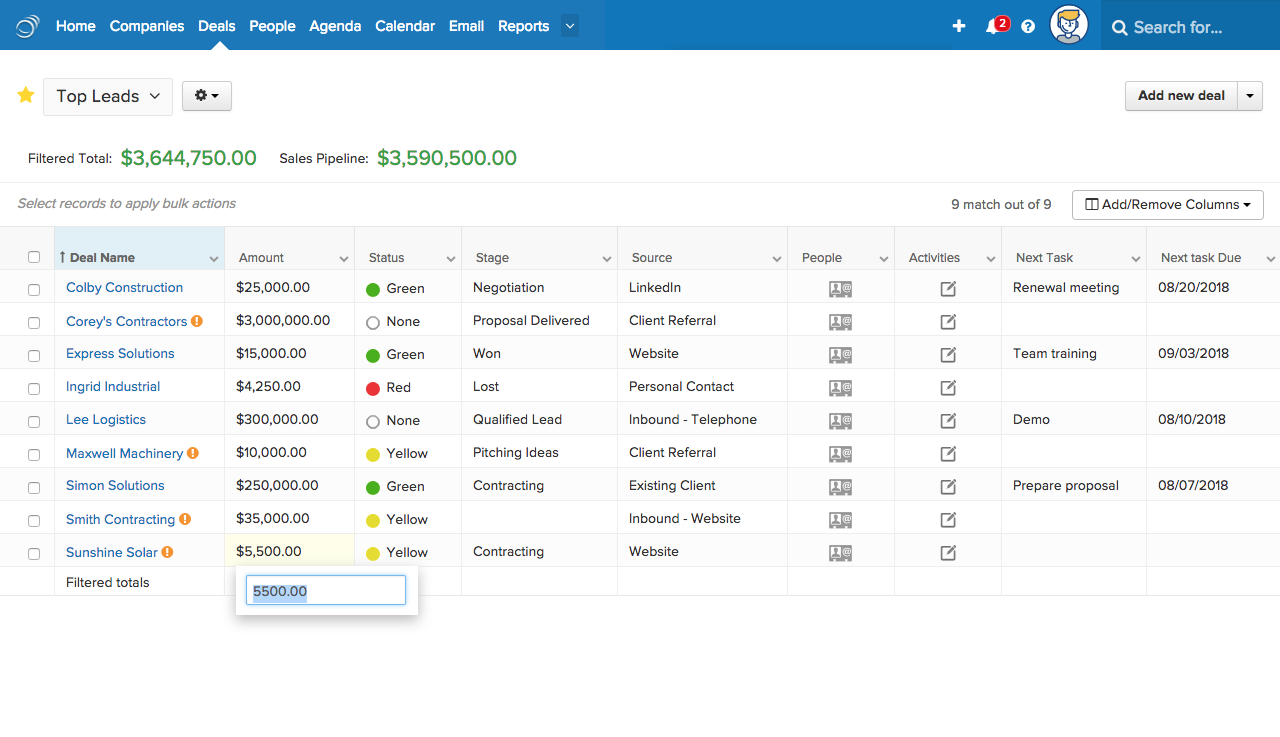 Pipeline CRM screenshot - 10 Mejores Software CRM para Servicios Financieros Revisados en 2026