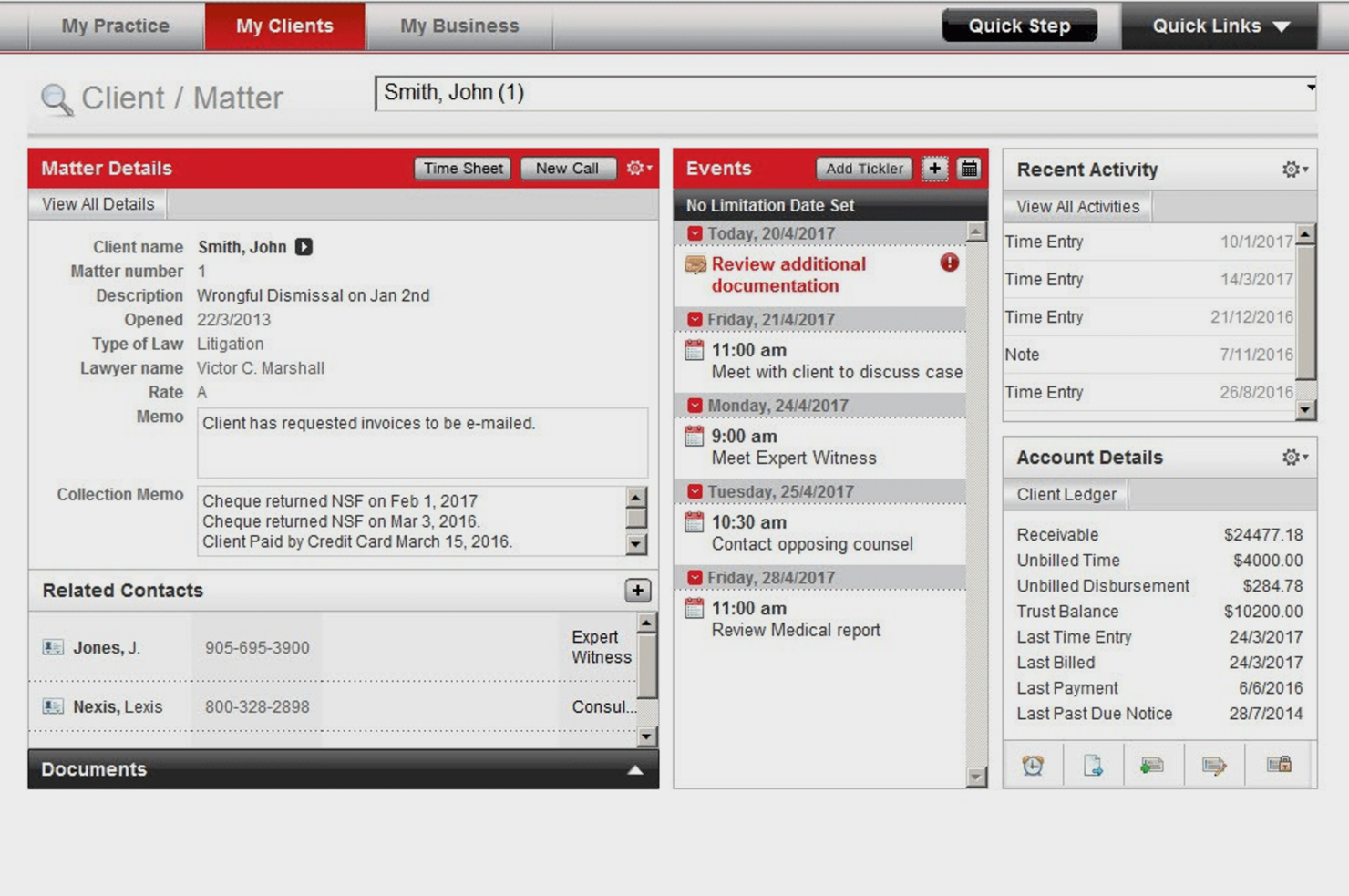 PCLaw screenshot - I 10 migliori software di contabilità legale per studi legali nel 2026