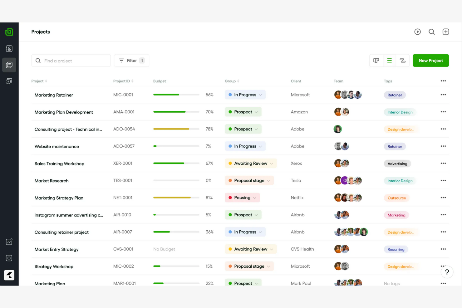 Bonsai screenshot - 10 Mejores Alternativas a HoneyBook Analizadas en 2026