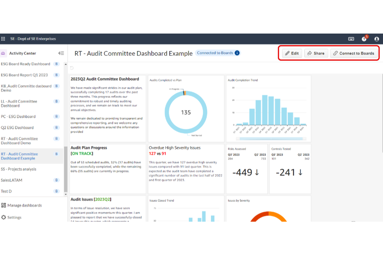 Diligent HighBond screenshot - I 10 migliori software di audit AI nel 2026