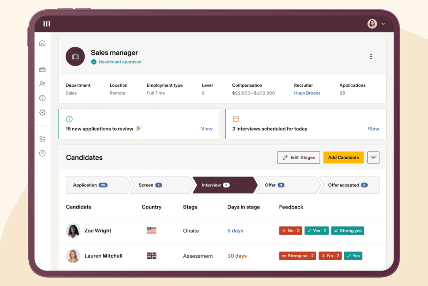 Rippling screenshot - Le 10 migliori alternative a Workday selezionate per il 2026