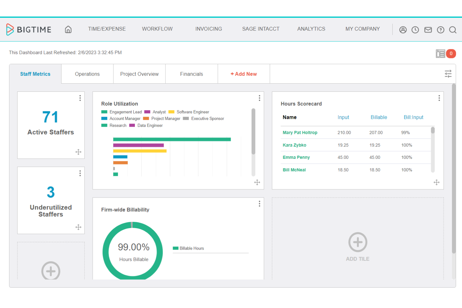 BigTime screenshot - I 10 migliori software di fatturazione per servizi professionali nel 2026