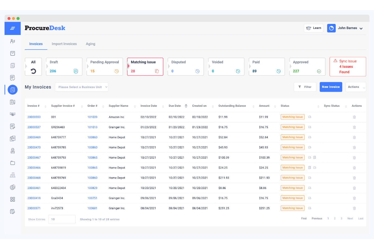 ProcureDesk screenshot - 10 Migliori Software per Fatture e Ordini di Acquisto per il 2026