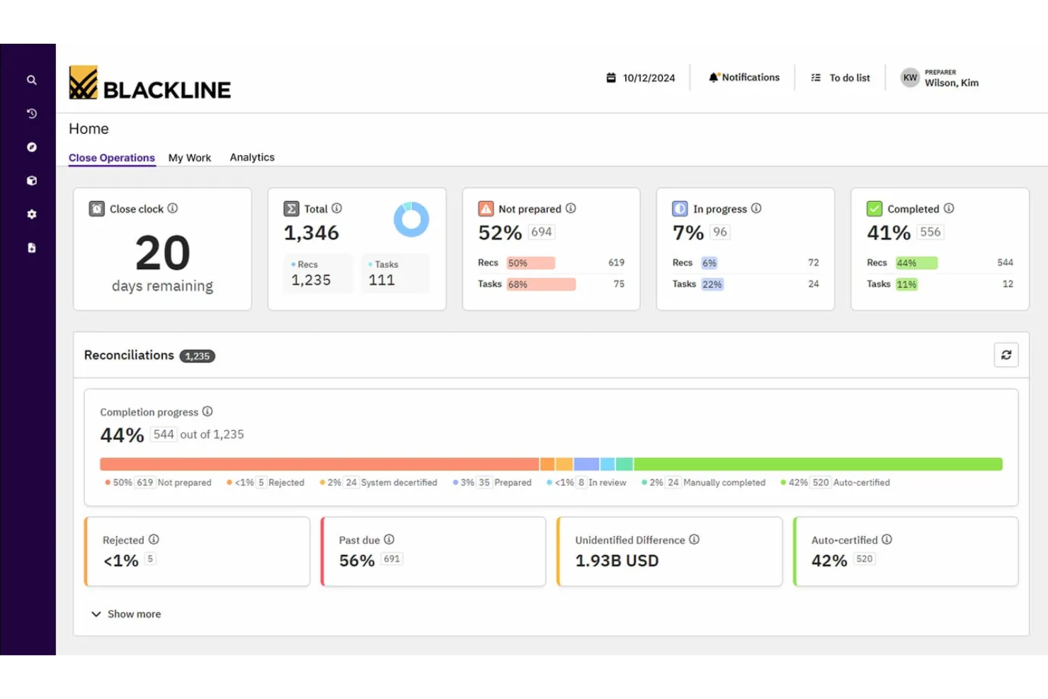 BlackLine screenshot - I 13 migliori software di riconciliazione delle carte di credito nel 2026