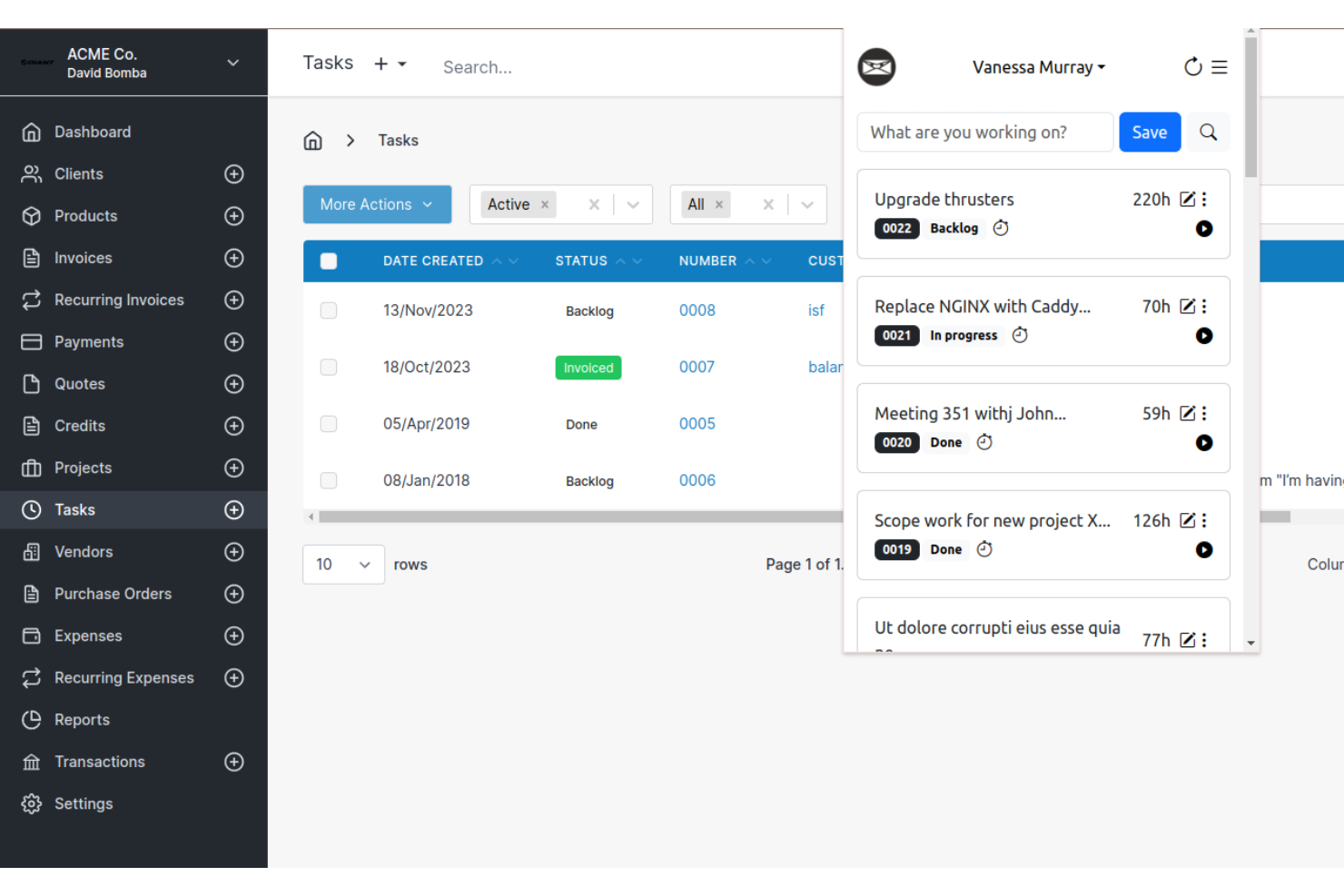 Invoice Ninja screenshot - 10 Migliori Software per Fatture e Ordini di Acquisto per il 2026
