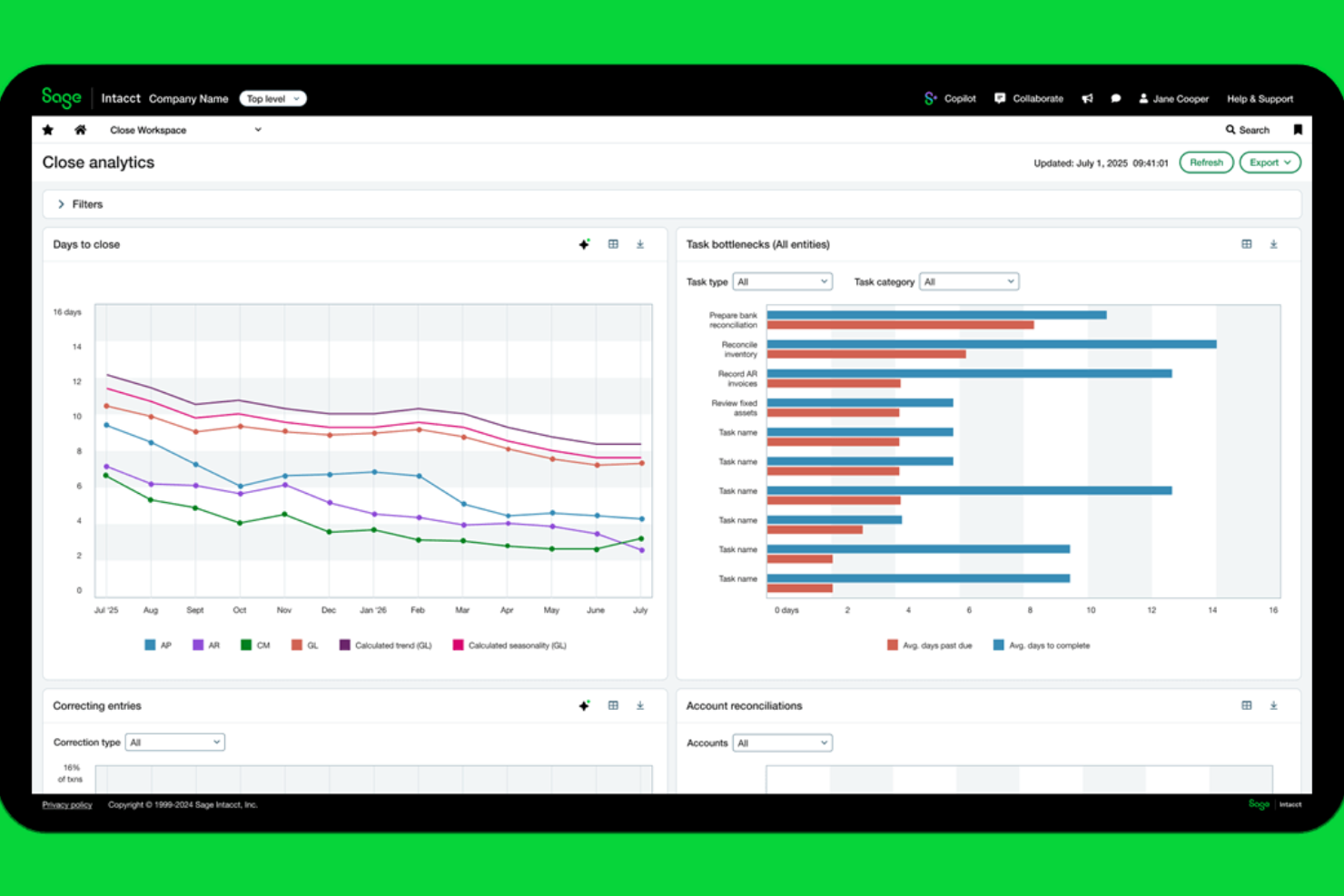 Sage Intacct screenshot - I 10 migliori software di gestione finanziaria aziendale nel 2026