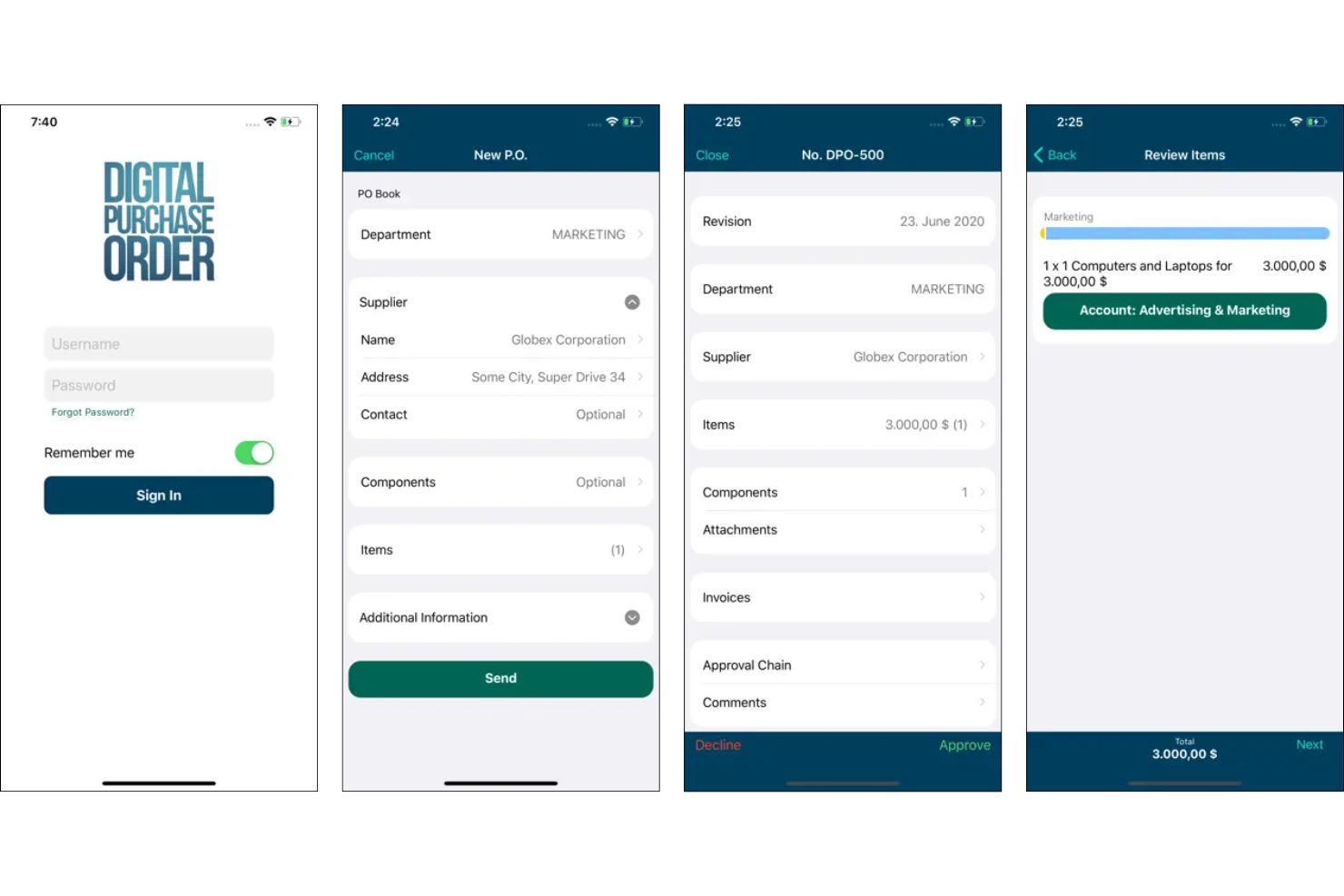 Digital Purchase Order screenshot - 10 Migliori Software per Fatture e Ordini di Acquisto per il 2026