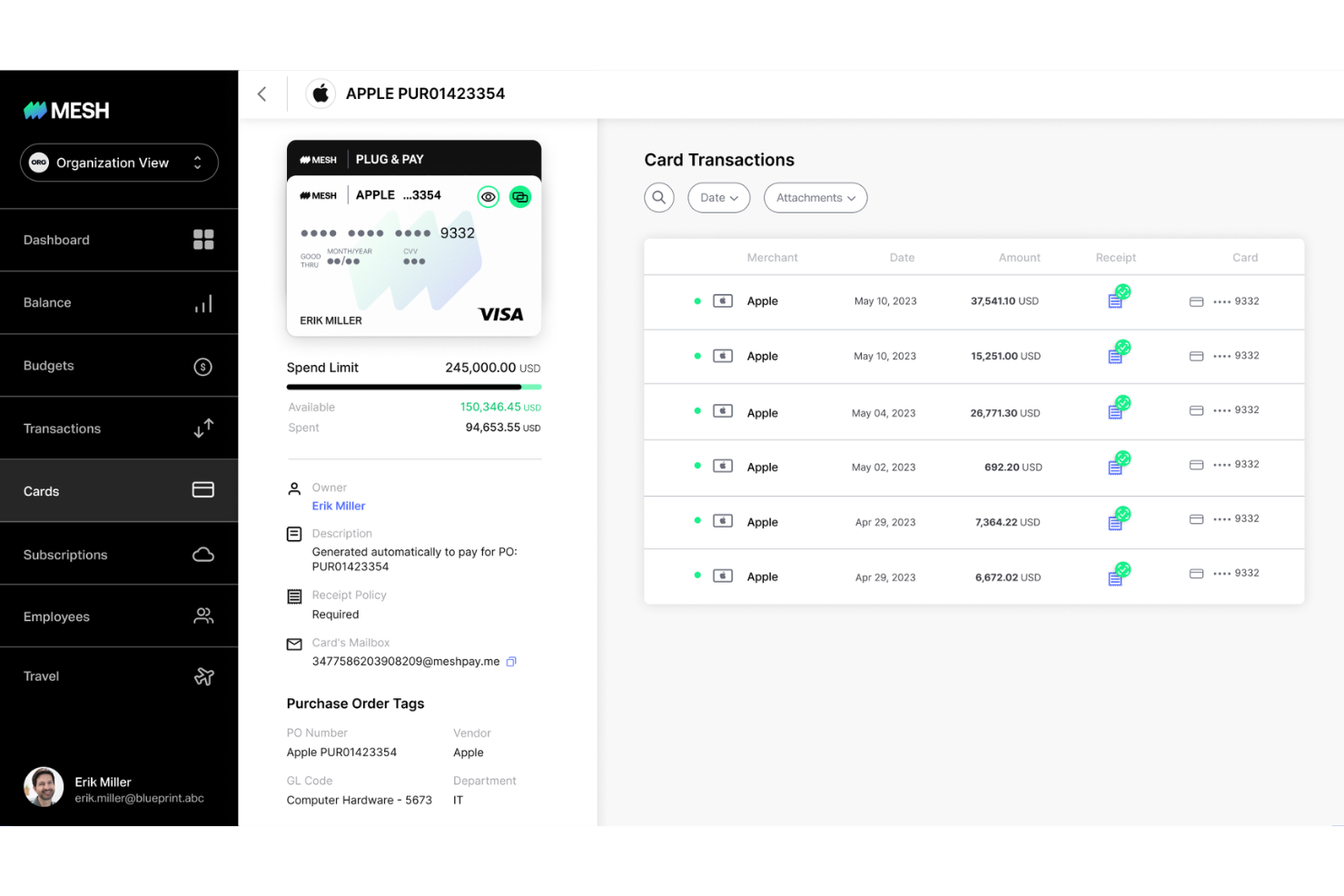 Mesh Payments screenshot - Le 10 migliori alternative a Airbase nel 2026