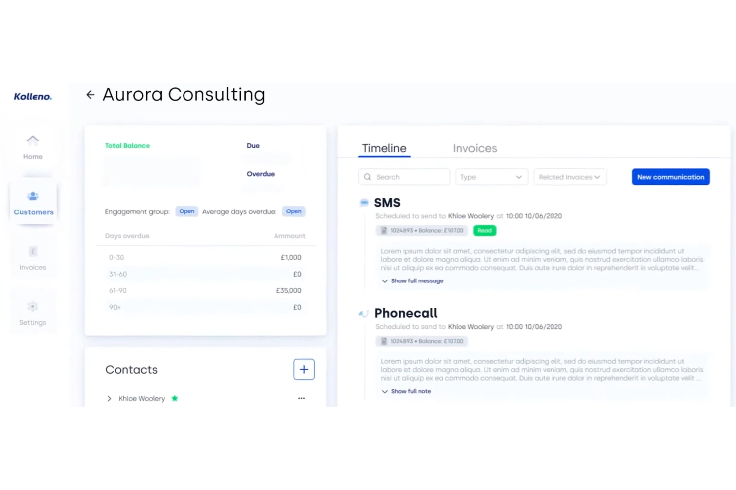 Kolleno screenshot - Le 10 migliori piattaforme di software di recupero crediti con IA nel 2026