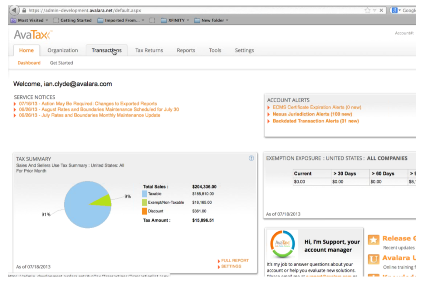 Avalara screenshot - Le 10 migliori soluzioni software per la conformità fiscale globale nel 2026