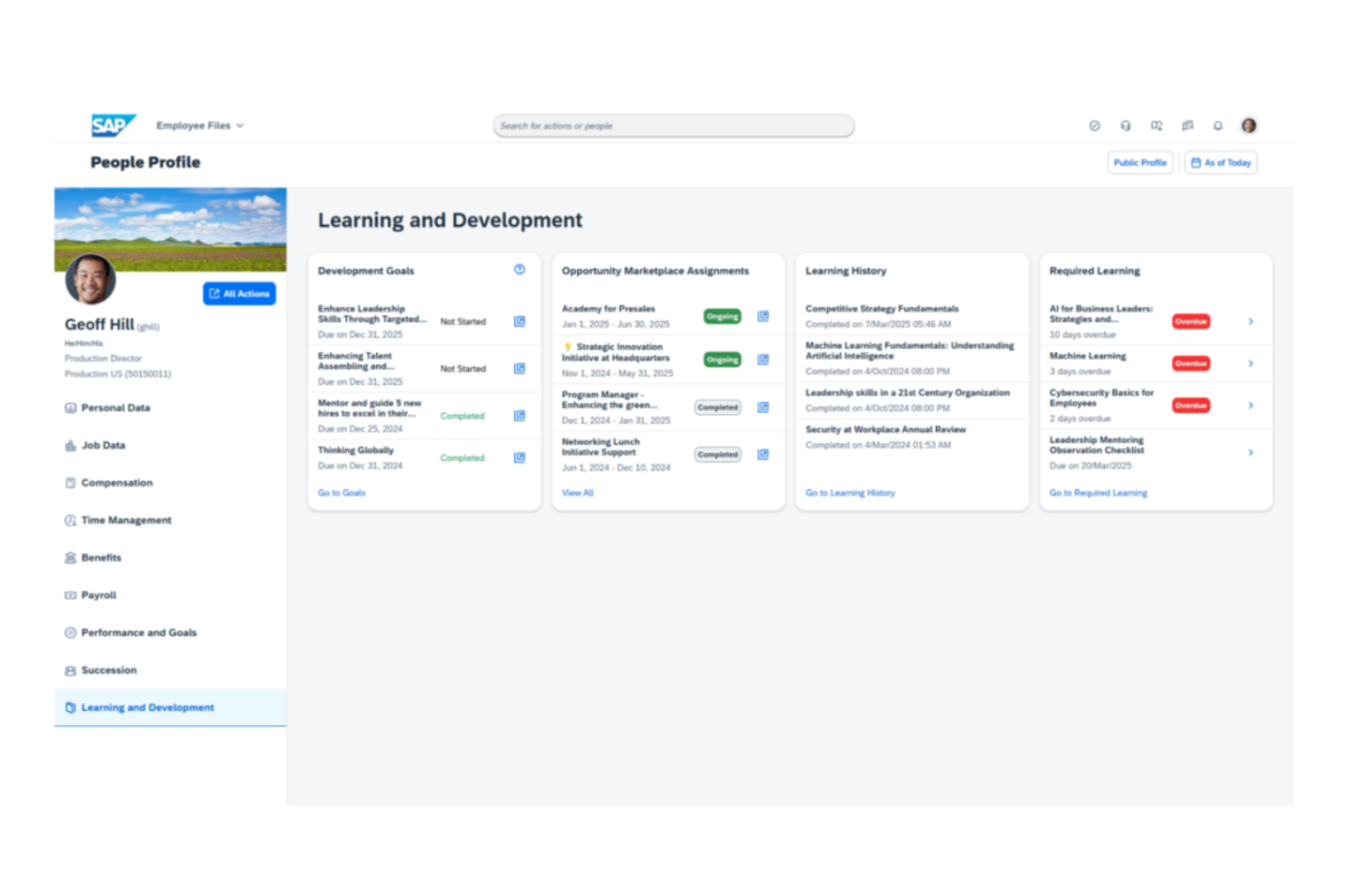 SAP SuccessFactors screenshot - Le 10 migliori alternative a Workday selezionate per il 2026