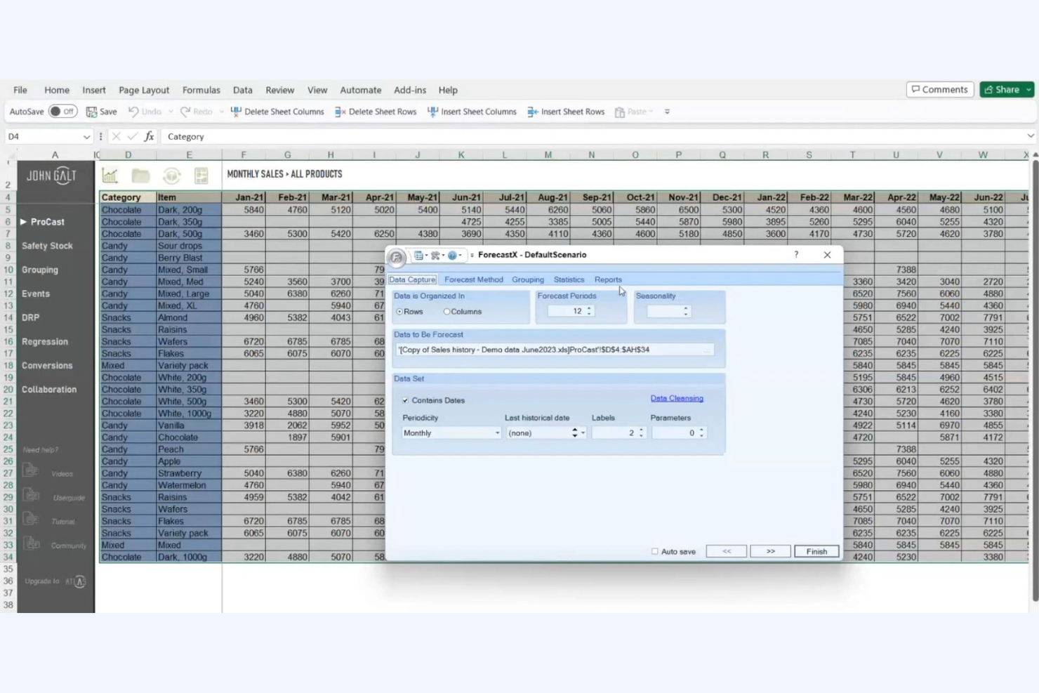 John Galt ForecastX screenshot - 10 Mejores Programas de Pronóstico para Pequeñas Empresas en 2026