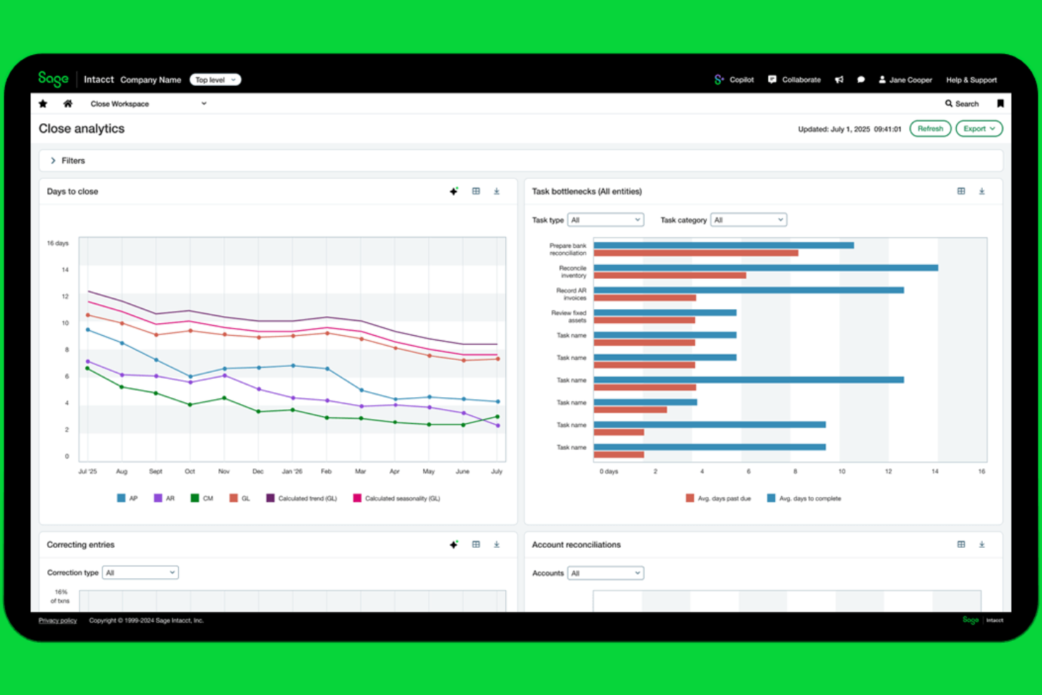 Sage Intacct screenshot - I 10 migliori software di fatturazione aziendale nel 2026