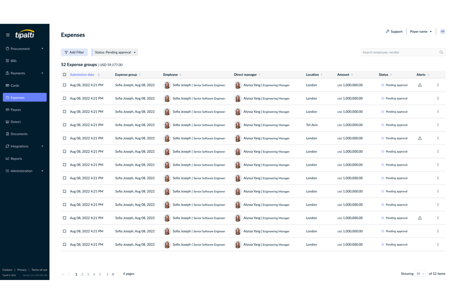Tipalti screenshot - 20 Mejores Programas de Gestión de Gastos Empresariales en 2026