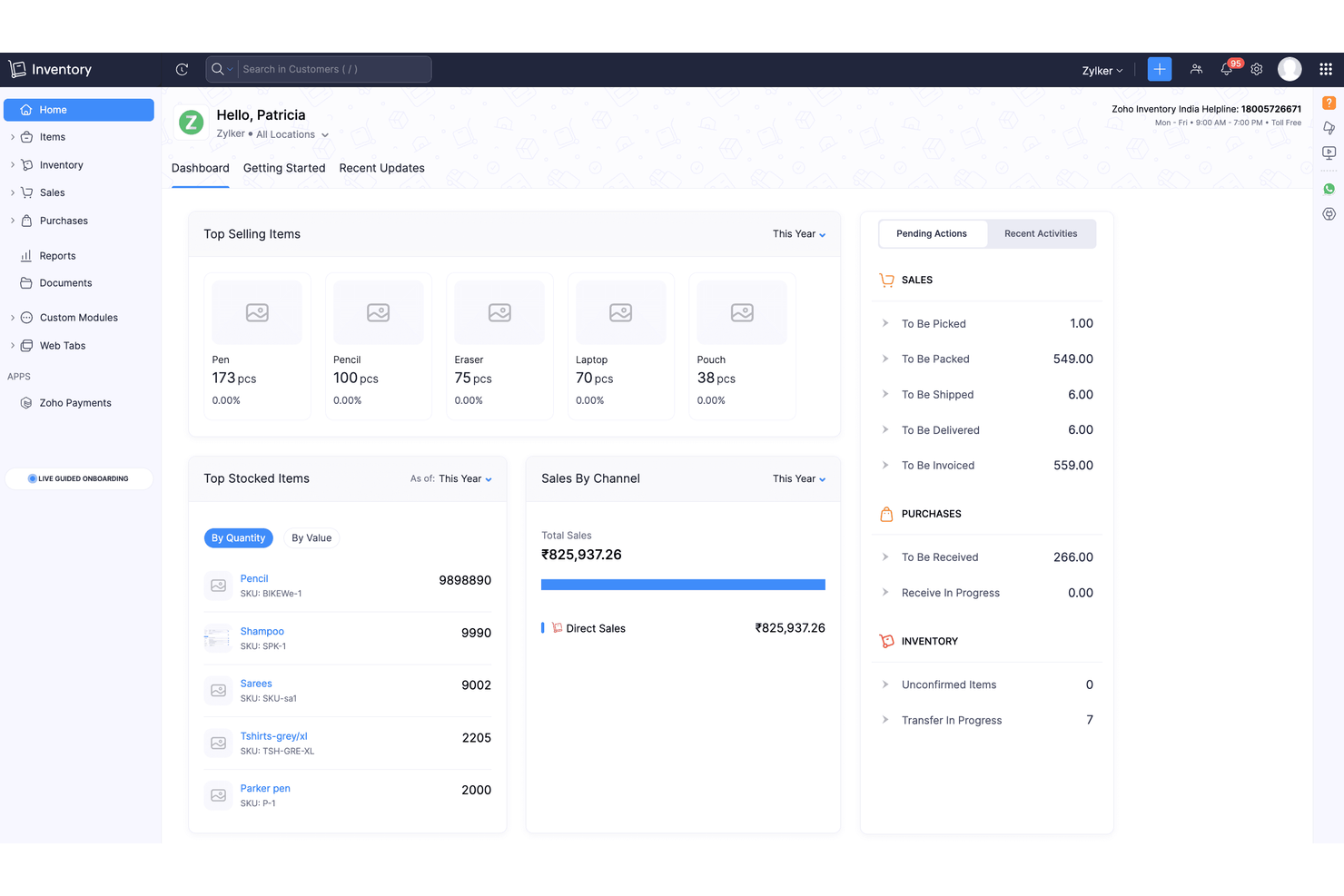 Zoho Inventory screenshot - 18 alternative a Cin7 selezionate per il 2026