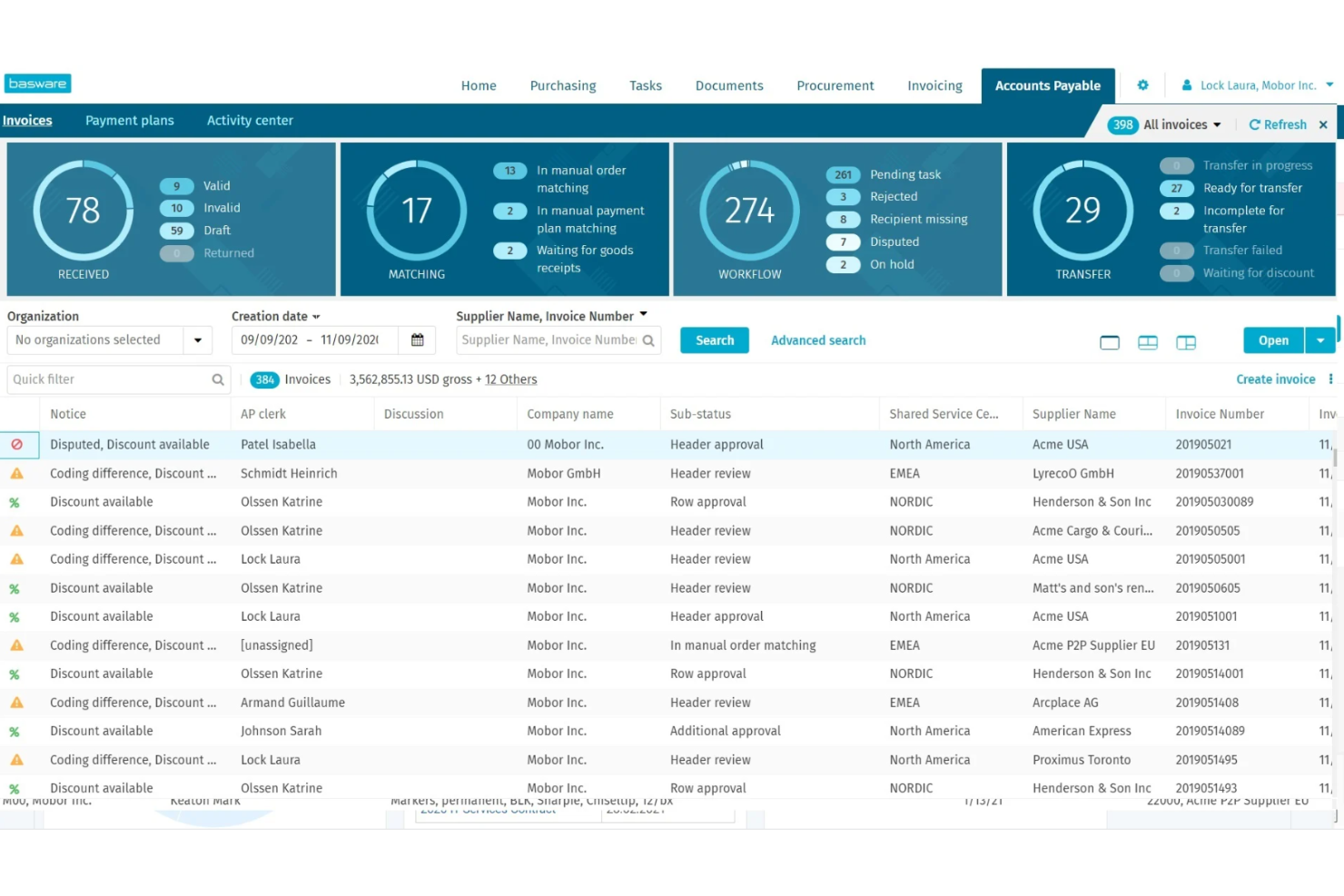 Basware screenshot - 16 Mejores Alternativas a Stampli para la Automatización de Cuentas por Pagar en 2026