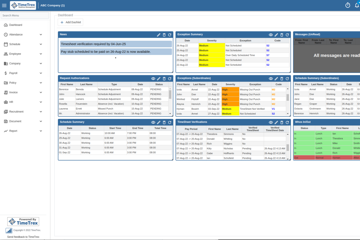 TimeTrex screenshot - 10 alternative a Hubstaff selezionate per il 2026