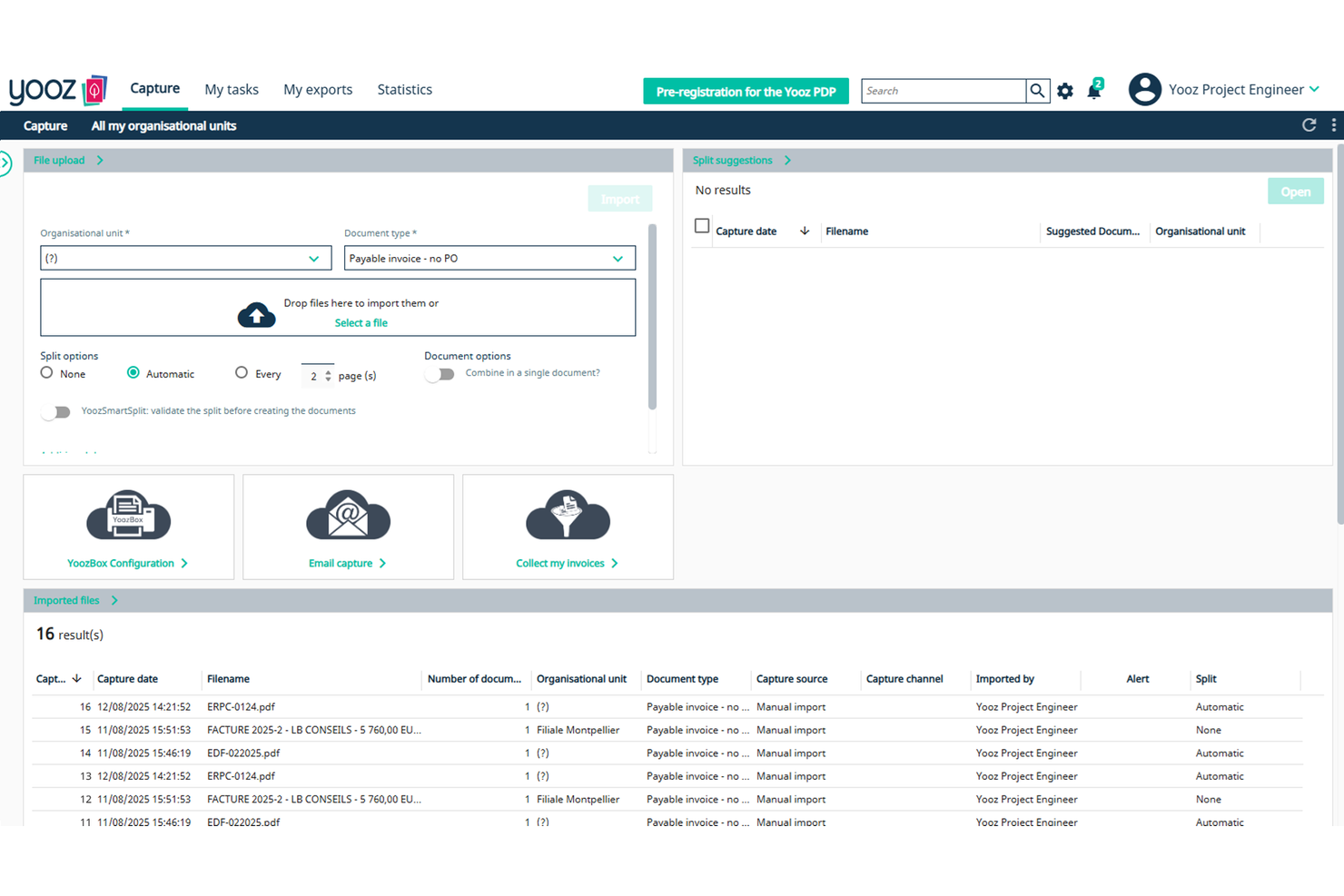 Yooz screenshot - 18 mejores programas de facturación automática para 2026