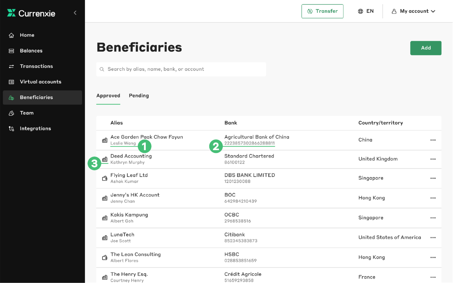 Currenxie screenshot - 10 alternative ad Airwallex selezionate per il 2026 per pagamenti aziendali globali
