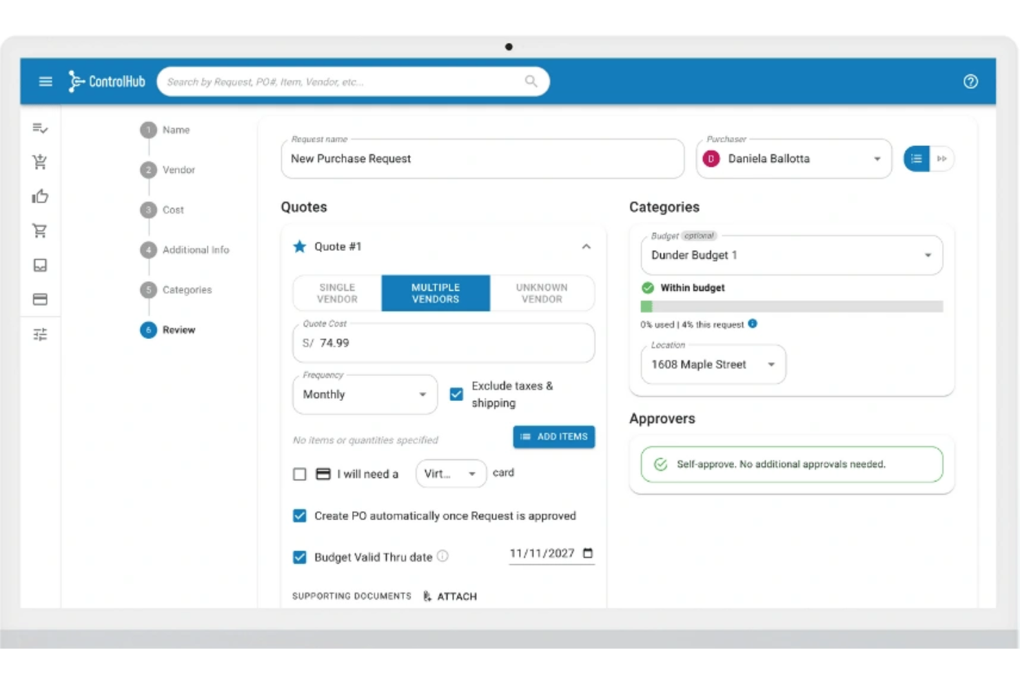 ControlHub screenshot - I 20 migliori software per la gestione della spesa aziendale nel 2026