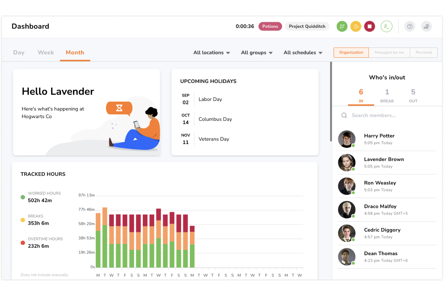 Jibble screenshot - 10 alternative a Hubstaff selezionate per il 2026
